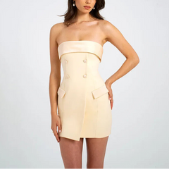 ORORO - BEIGE BANDEAU PLOGA SOBRE MINI VESTO