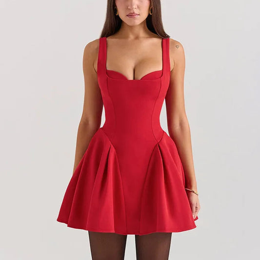 Nayeli - Red Sweetheart Neckline A-Line Dress