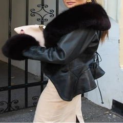 Salice – Luxe Faux Fur Trim Leather Jacket