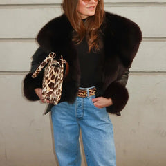 Salice – Luxe Faux Fur Trim Leather Jacket