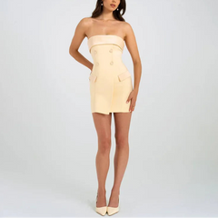 ORORO - BEIGE BANDEAU PLOGA SOBRE MINI VESTO