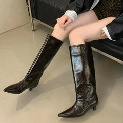 Elara - Pointed-Toe Knee Boots