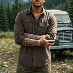 Dravion – Washed Button Down Utility Shirt