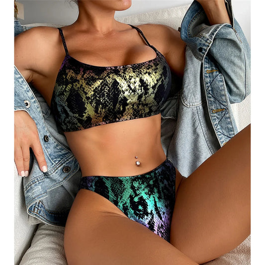 Tove - Two-piece Snakeskin Print Bikini