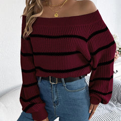 Mabel – Schulterfreier Pullover mit Streifen