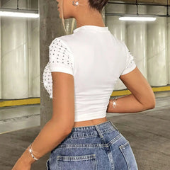 Farah - Rhinestone Crop Top