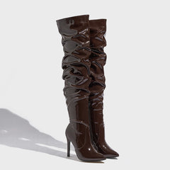 Marcelline – Patent Thigh-High Stiletto Boots