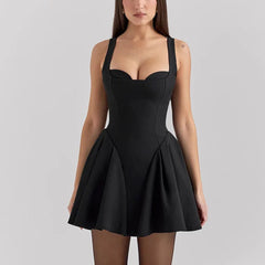 Nayeli - Black Sweetheart Neckline A-Line Dress