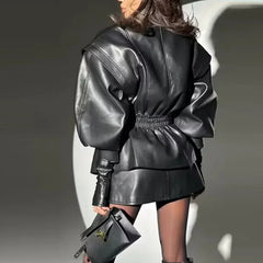 Morwenna - Oversized Faux Leather Jacket