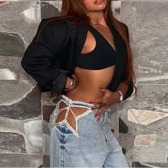 Zephirra – Rhinestone Star Cut-Out Wide Leg Jeans