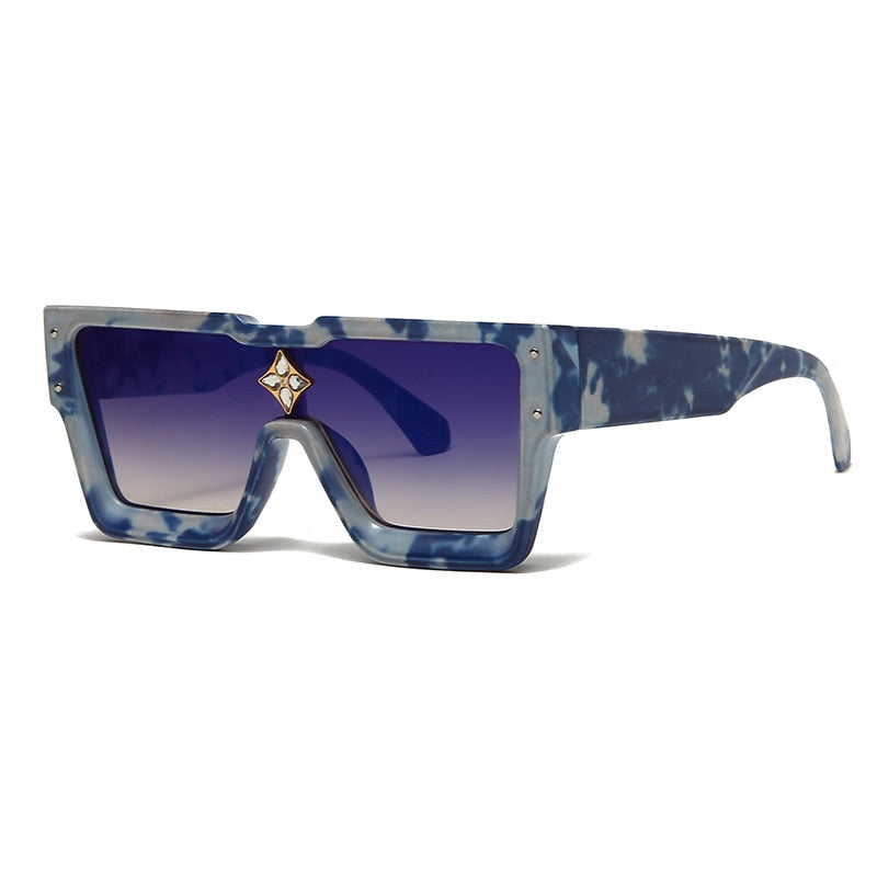 Oversized Crystal Frame Squared Sunglasses