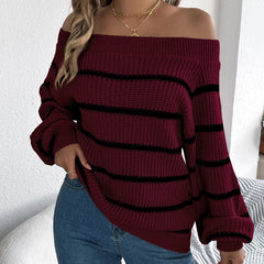 Mabel – Schulterfreier Pullover mit Streifen