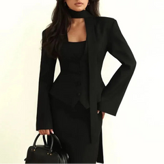 Rynelle - Structured Blazer with Scarf Detail