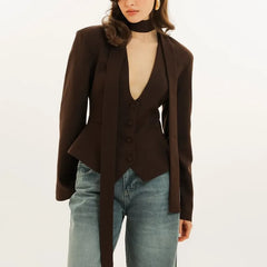 Rynelle - Structured Blazer with Scarf Detail