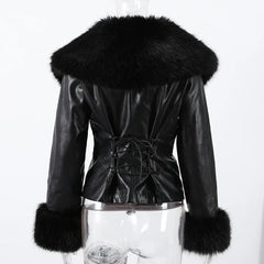 Salice – Luxe Faux Fur Trim Leather Jacket