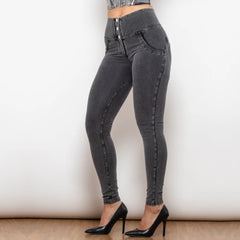 Cheeky Button High Waist Butt Lift Jeggings