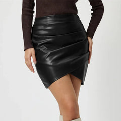 Velmira – Luxe Faux Leather Wrap Mini Skirt