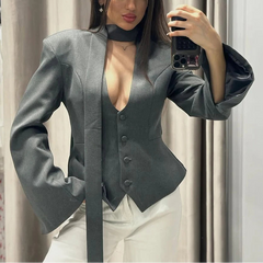 Rynelle - Structured Blazer with Scarf Detail