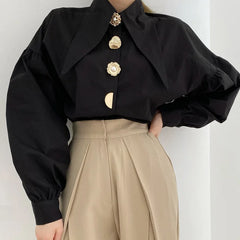 Bellamy - Statement Collar Button Detail Blouse