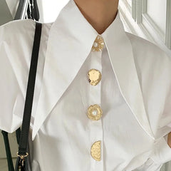 Bellamy - Statement Collar Button Detail Blouse