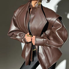Morwenna - Oversized Faux Leather Jacket