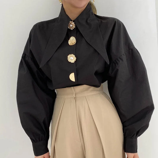 Bellamy - Statement Collar Button Detail Blouse