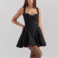 Nayeli - Black Sweetheart Neckline A-Line Dress