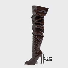 Marcelline – Patent Thigh-High Stiletto Boots