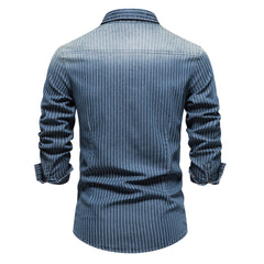 Aelric - Men’s Slim-Fit Striped Denim Shirt