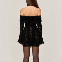 THALIA - Vestido de cuerda de encaje fuera del hombro