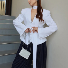 Rynelle - Structured Blazer with Scarf Detail