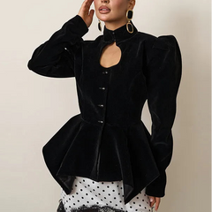 Zoravelle – Structured Velvet Peplum Jacket