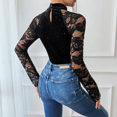 Zyrelle – Lace Sleeve Sparkle Bodysuit