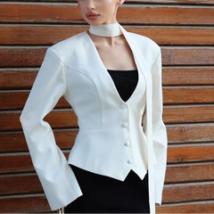 Rynelle - Structured Blazer with Scarf Detail