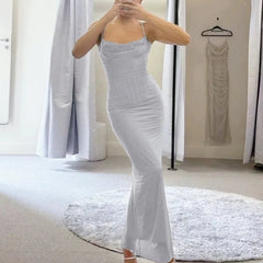 Maritza - Grå Mesh Korsett Bodycon Klänning