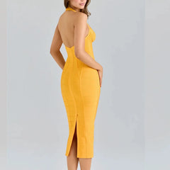 Lumiara - Halter Neck Bandage Midi Dress