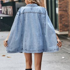 Alura - Single Breasted Cape Denim Jacket