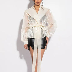 Rumina - Sheer Organza Tie-Waist Top