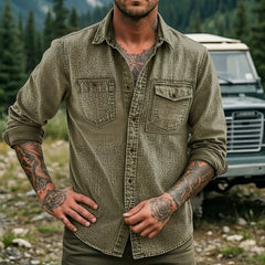 Dravion – Washed Button Down Utility Shirt