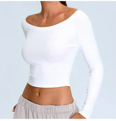 Arla - Off Shoulder Long Sleeve Activewear Top