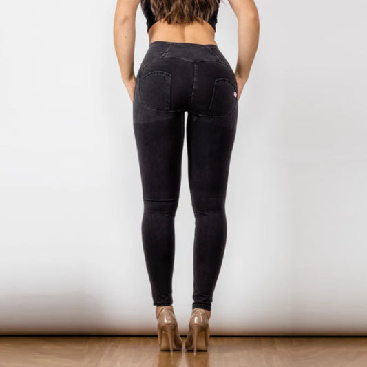 Cheeky Button High Waist Butt Lift Jeggings