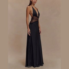 Saide - Halter Gown with Lace Accents