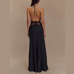 Saide - Halter Gown with Lace Accents