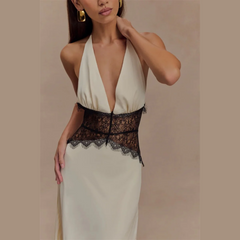 Saide - Halter Gown with Lace Accents