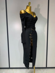 Lysandria – One Shoulder Safety Pin Bandage Evening Dress