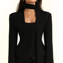 Rynelle - Structured Blazer with Scarf Detail