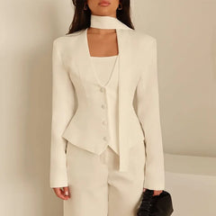 Rynelle - Structured Blazer with Scarf Detail