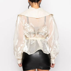 Rumina - Sheer Organza Tie-Waist Top