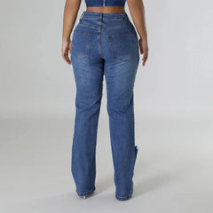 Nina - Ripped Pearl Rhinestones Jeans