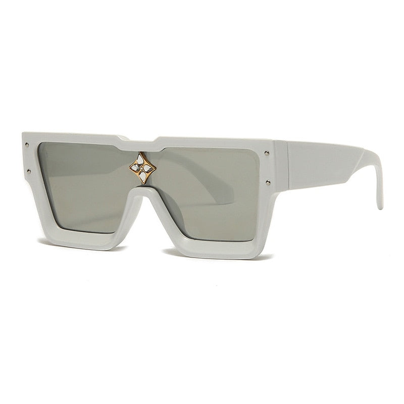 Oversized Crystal Frame Squared Sunglasses